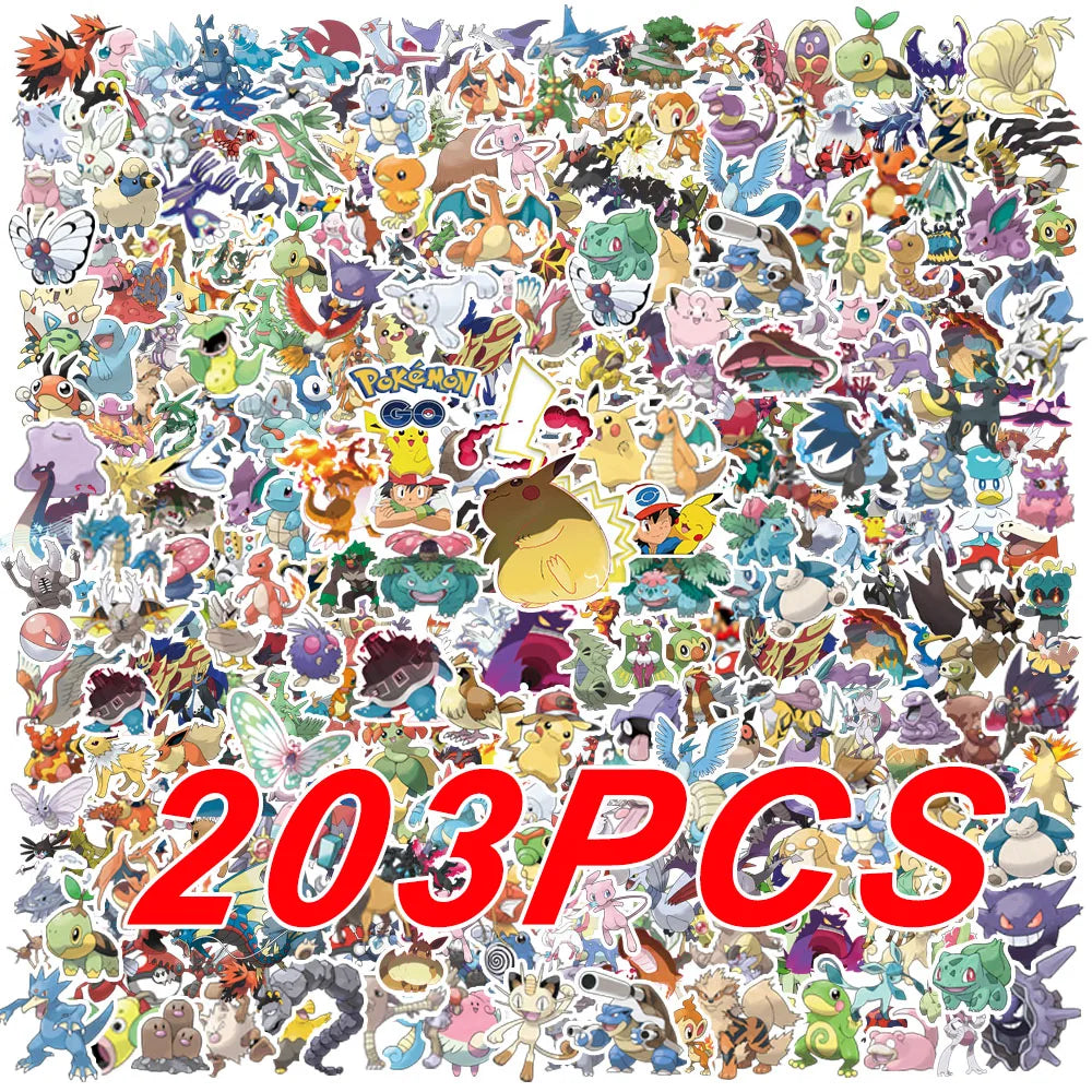 300Pcs Pokemon Cute Pikachu Stickers Charizard Album Pokédex DIY Laptop Car Luggage Kawaii Waterproof Anime Sticker Toy