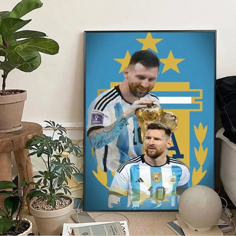Classic, Sports - Rionel Messi - Football, Wall Art, Canvas Print Poster, Home Living Room Bedroom Decor, Stadium Wall Art
