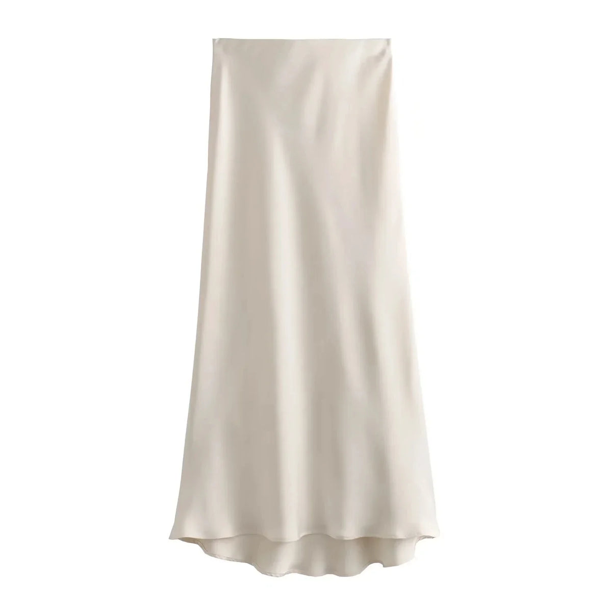 HH 2024 Y2K Casual Women Long Skirt Spring Elastic High Waisted A-Line Casual Female Satin Skirts High Street Lady Skirts
