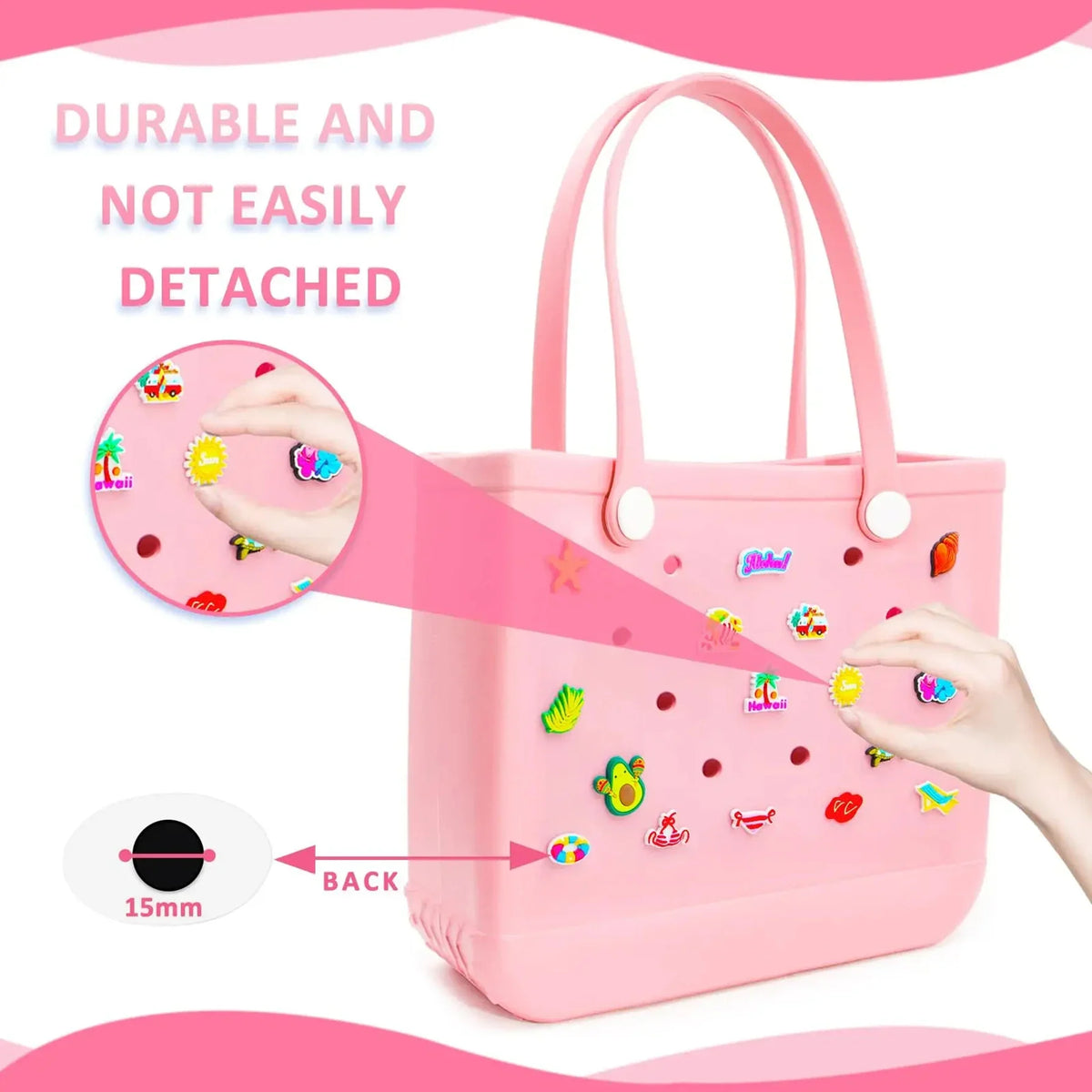 18pcs Lovely Bags Accessories Rubber Summer Decoration Women Beach Bag Tote Handbag Random Pairing Decorative Buckles Inser