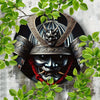 Round Metal Sign: Japanese Samurai Helmet (Oni Mask) - Wall Art Decor, Bedroom, Cafe, Home & Dorm Decoration