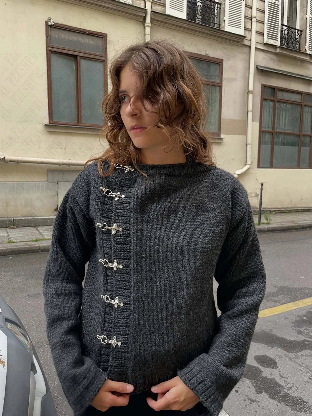 Fashionable American retro y2k design sense high street personality button solid color hoodie long sleeve pullover hoodie jacket