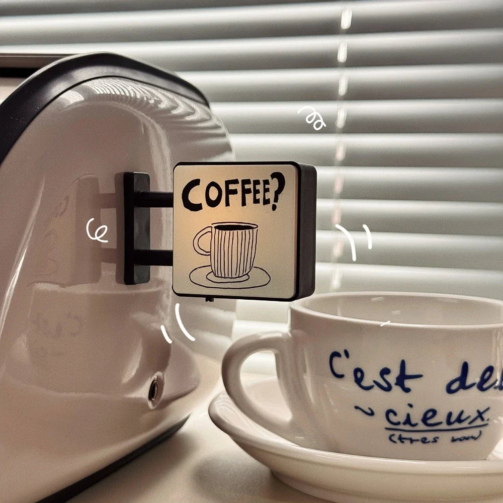 Retro Coffee Corner Refrigerator Magnet Light Fridge Magnet Magnetic Home Miniature Pegboard Coffee Shop Glowing Decoration