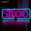 Studio Neon Sign Pink Blue LED Wall Art for Music Photo Studio Home Bar Cafe Decor Creative Business Lighting Vibrant Ambiance
