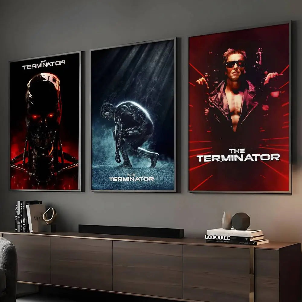Classic Movie The Terminator Poster Sticky Wall Art Printing Waterproof Home Living Bed Room Bar Aesthetic Decor
