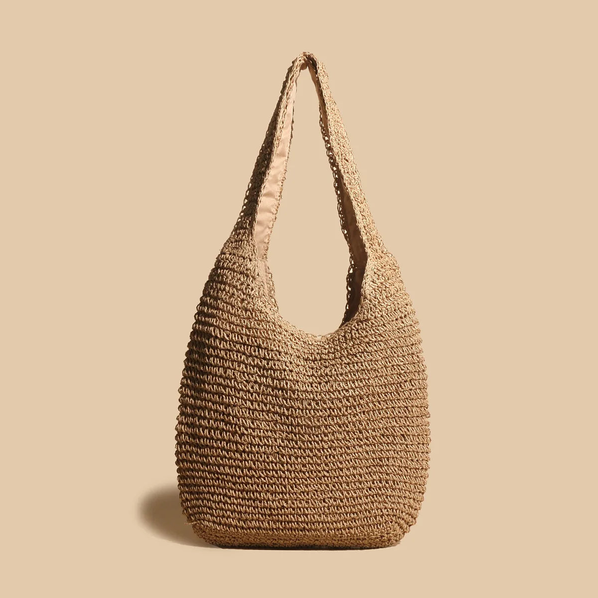 Summer Beach Resort Fashion Straw-Woven Ladies Large-Capacity Shoulder Bag WIth Hand-Woven Beach