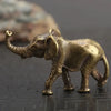 Brass Elephant Figurine - Handcrafted Metal Miniature Animal Statue, Collectible Home Decor Desk Accessory, No Electricity Requi