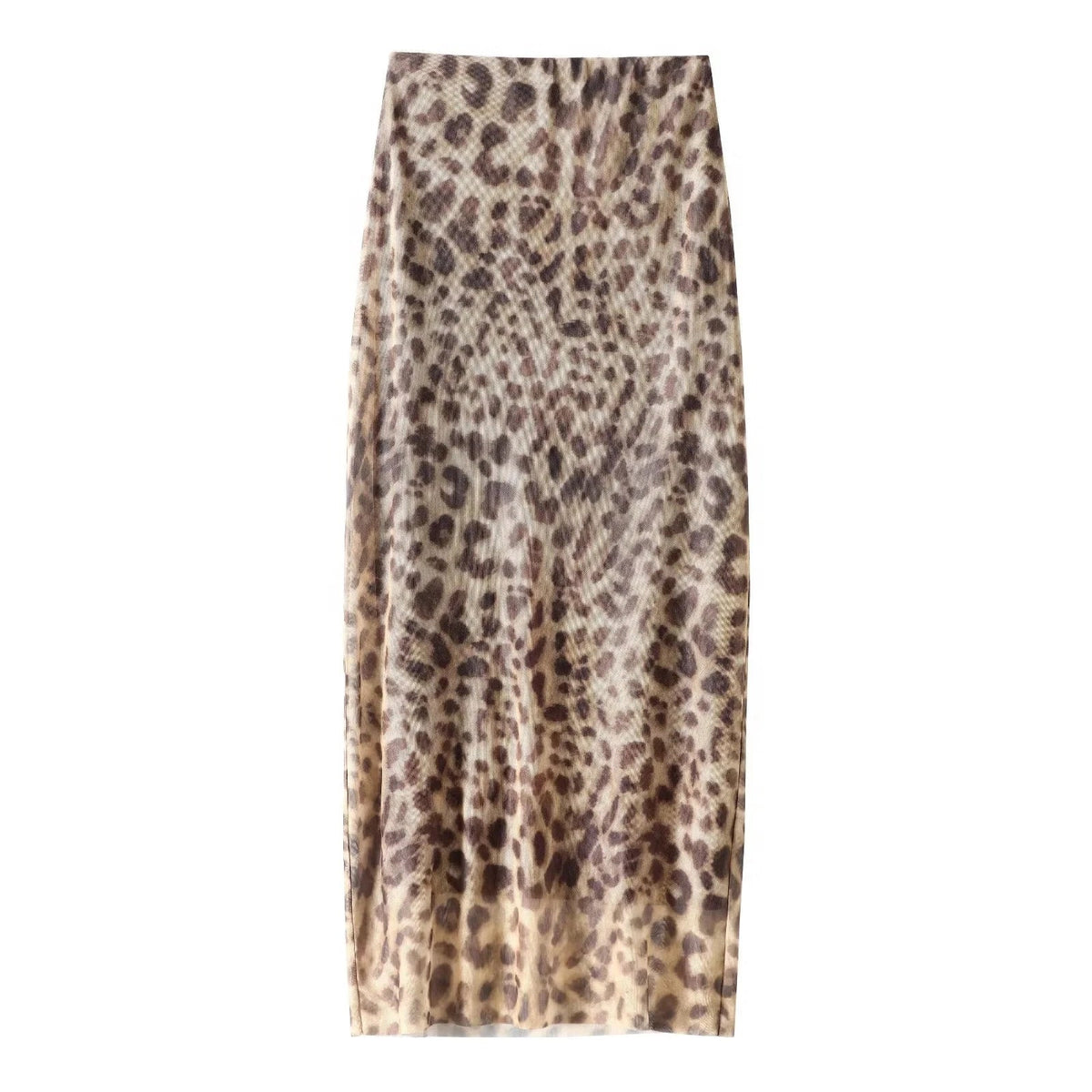 HXAO Leopard Print Tulle Skirt Woman Vintage High Waist Long Skirts For Women Summer Mesh Midi Skirt Elegant Women's Skirts