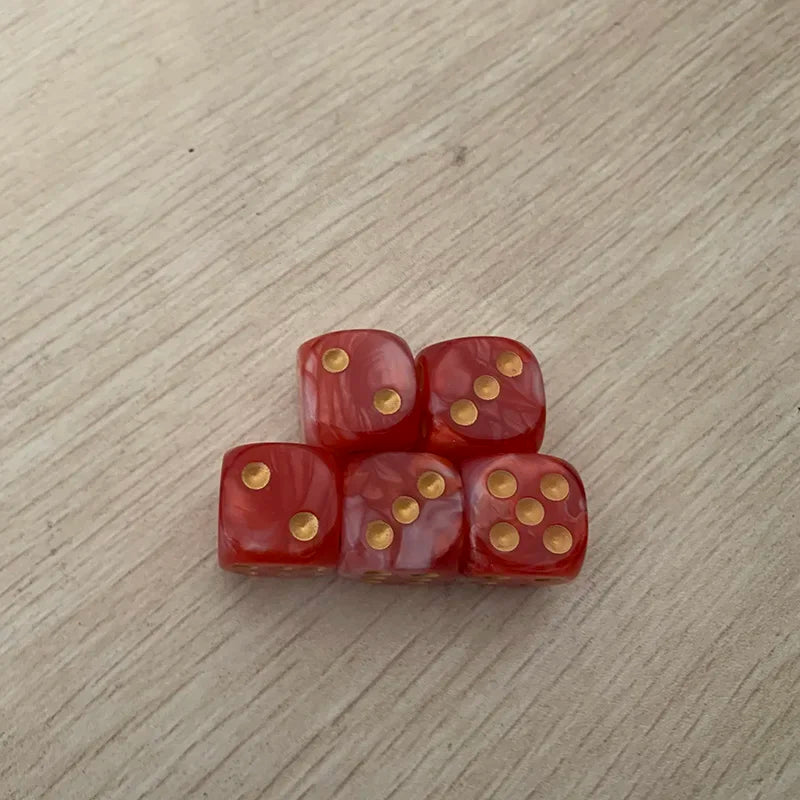 5pcs/set Two Colors Dice Puzzle Board Game Accessory  6 Sided Point Dice Funny Game 16mm
