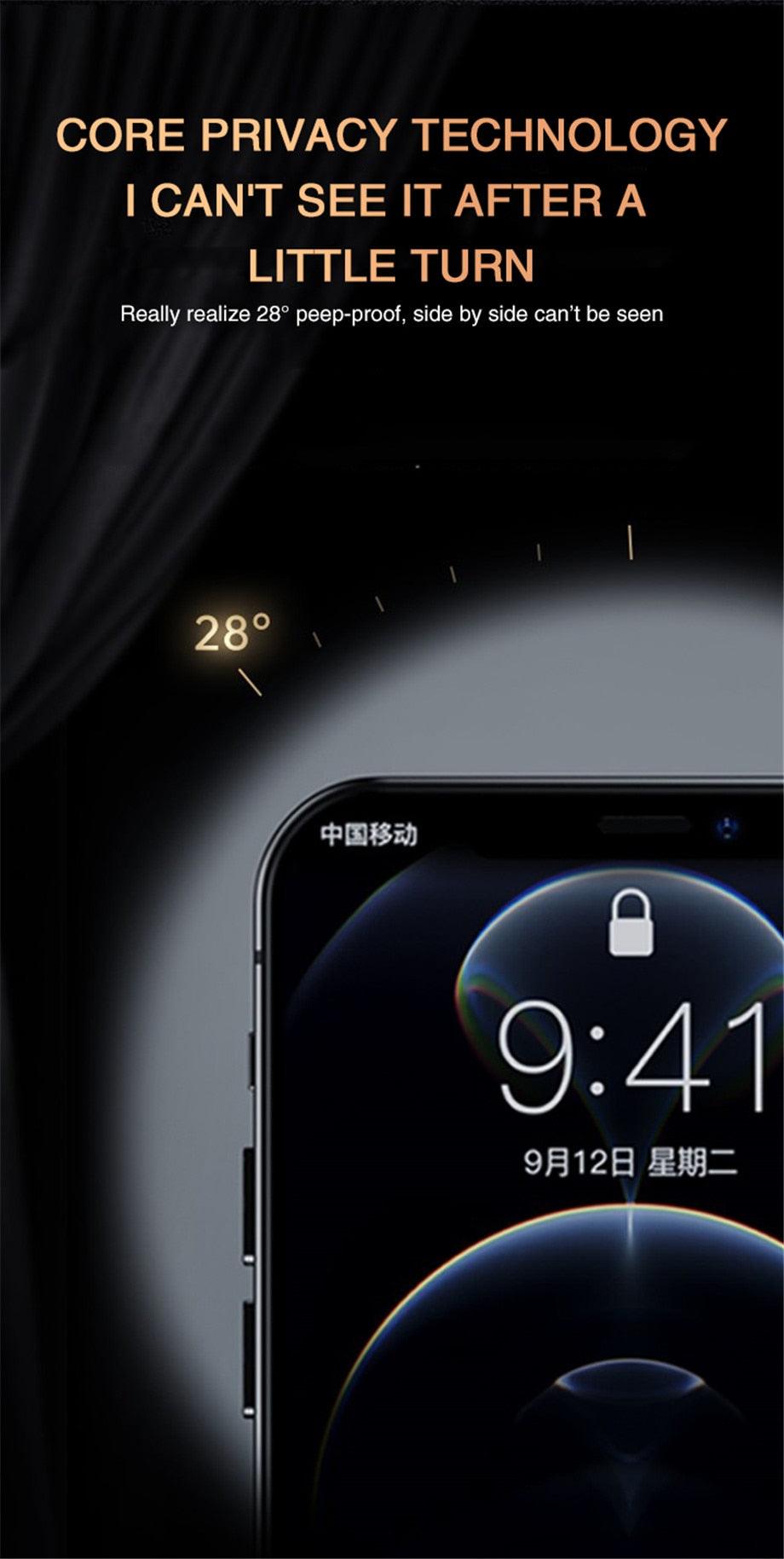 3PCS Privacy Screen Protector For iPhone 14 PRO MAX Anti-Spy Glass For iPhone 13 12 11 XS Max XR 7 8 Plus SE 2022 Tempered Glass 9H Hardness Tempered Glass Anti Spy Case Friendly Screen Protector