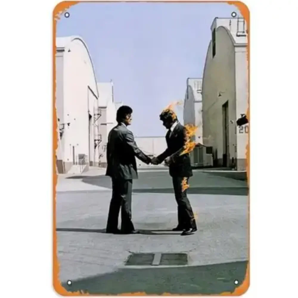 P-Pink Rock Band Floyd "Wish You Were Here" Metal Sign - Premium Aluminum Tin Decor with Album Cover Art