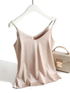 AOSSVIAO 2026 Spaghetti Strap Top Women Halter V Neck Basic White Cami Sleeveless Satin Silk Tank Tops Women'S Summer Camisole