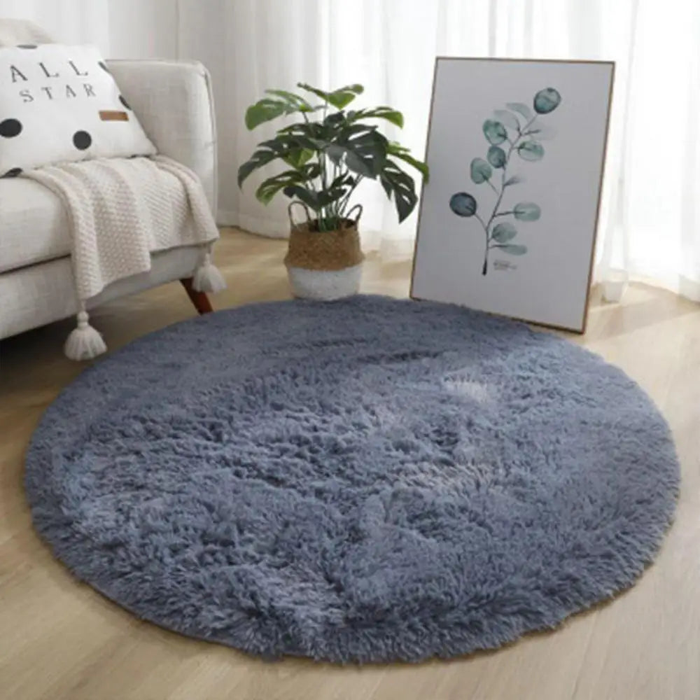 VIKAMA Pink Round Carpet Fluffy Soft Area Floor Mat Children Girls Room Princess Castle Plush Carpet Living Room Home Decor