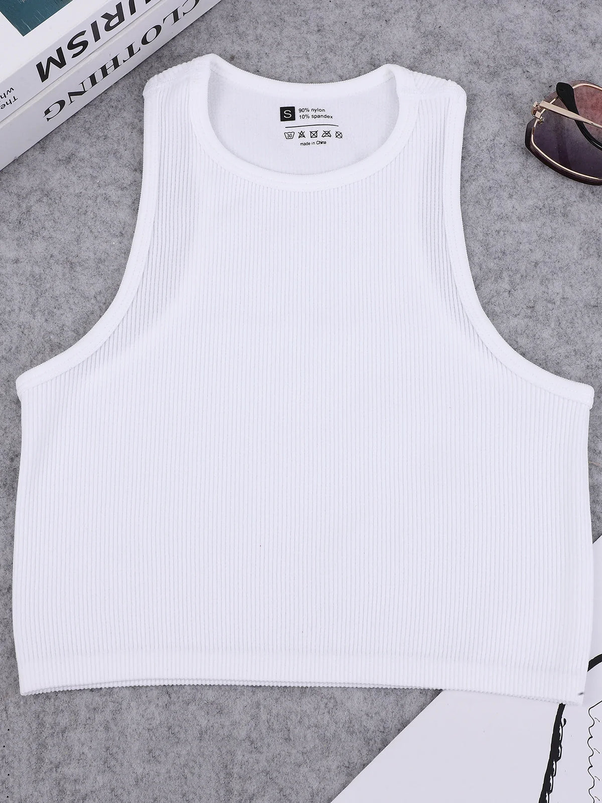 Seamless knitted high-elastic belly-baring yoga vest sleeveless casual sexy ribbed vest nylon quick-drying running fitness sport