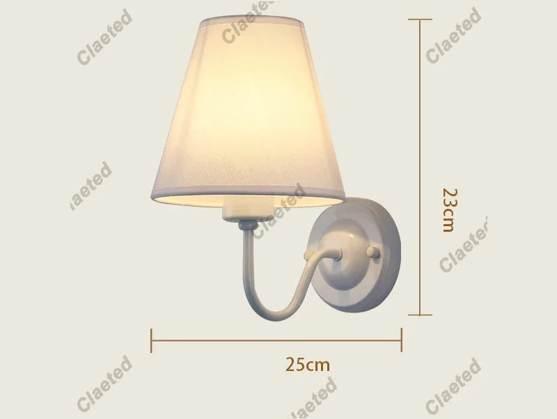 110V/220V Wall Lamp with LED E27 Bulb Fabric Lampshade Wall Sconces for Hotel Bedroom Bedside Living Room Stairs Home Decoration