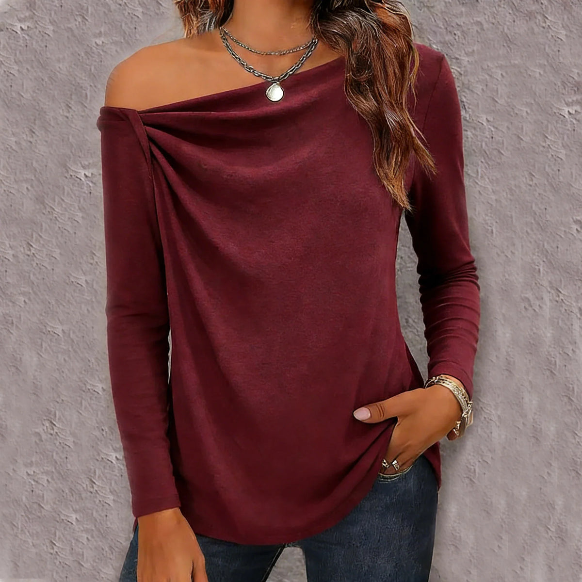 Long Sleeve Top T-Shirts Women Basic Crop Top Autumn Pollover Solid Skew Neck T Shirt Streetwear Basic Black Y2K Tees