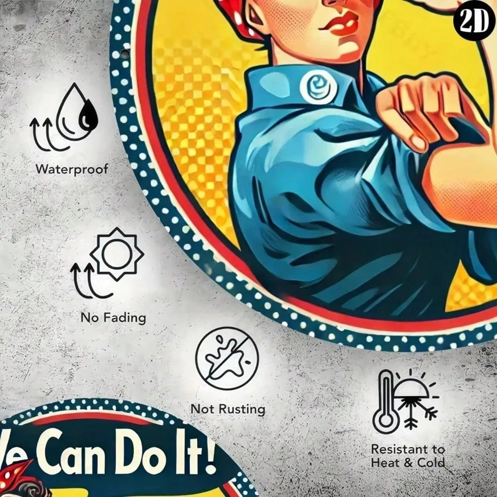 Rosie The Riveter Metal Sign "We Can Do It" Retro Wall Art Aluminum Plaque Home Decor