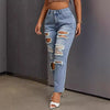 European American Fashion, Versatile Casual Washed Ripped Jeans, New Women's Spring and Summer Small Leg Pants. Nine-inch Jeans
