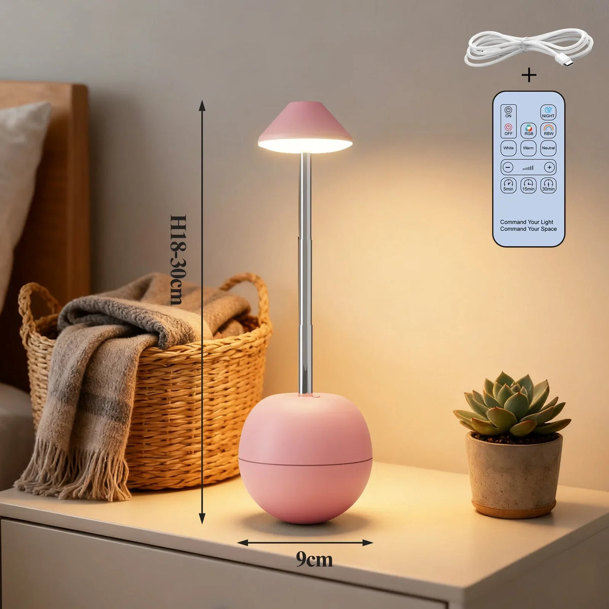 LED Touch Desk Lamp with Remote Control Adjustable Height Desk Light RGB Light Suitable for Living Room Bedroom Bedside Lamp