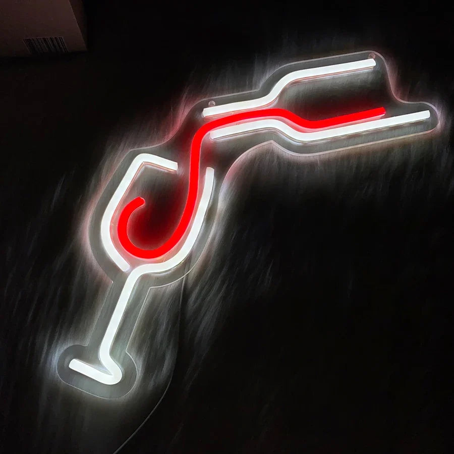 Red Wine Glass Led Neon Sign, Hand-Made Pouring Icon, Usb Powered, Suitable For Restaurants, Clubs, Family Gatherings, Bar Decor