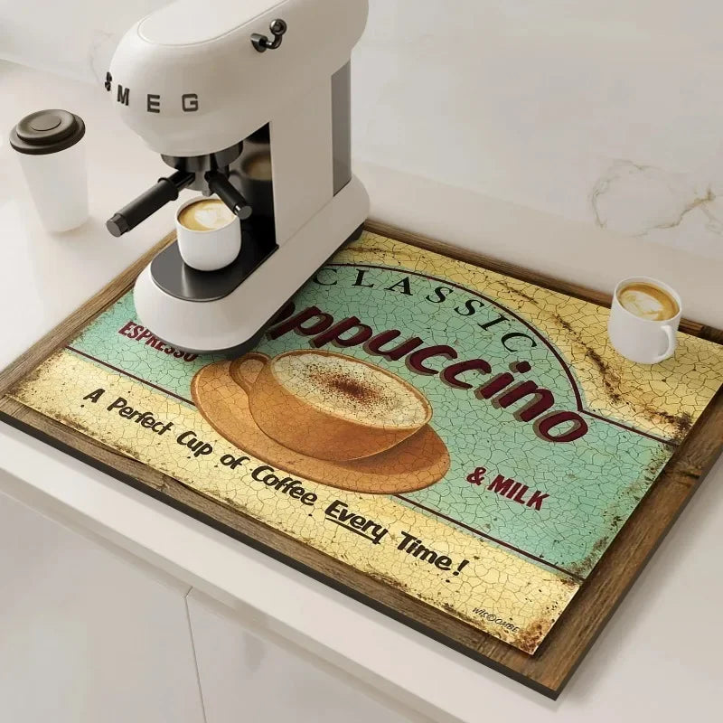 VIKAMA Coffee Machine Absorbent Mat Water and Oil Absorbent Kitchen Dish Drainer Quick-Drying Absorbent Mat Dish Mat Home Decor
