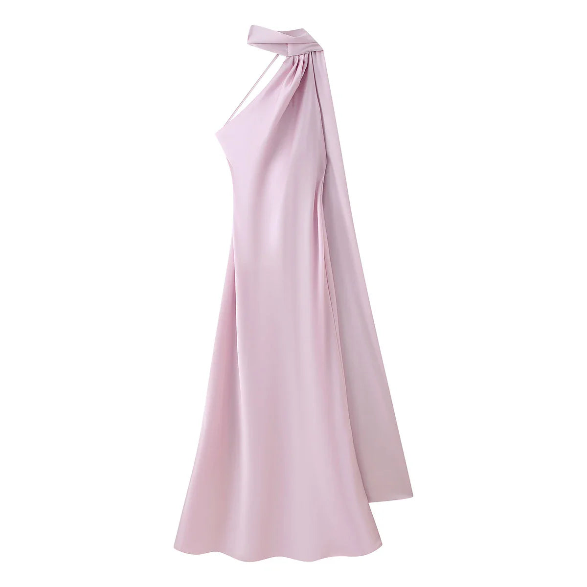Elegant Women's Ribbon Long Satin Party Dress Halter Backless Sleeveless Female Dresses 2026 Summer Lady Solid Evening Gowns