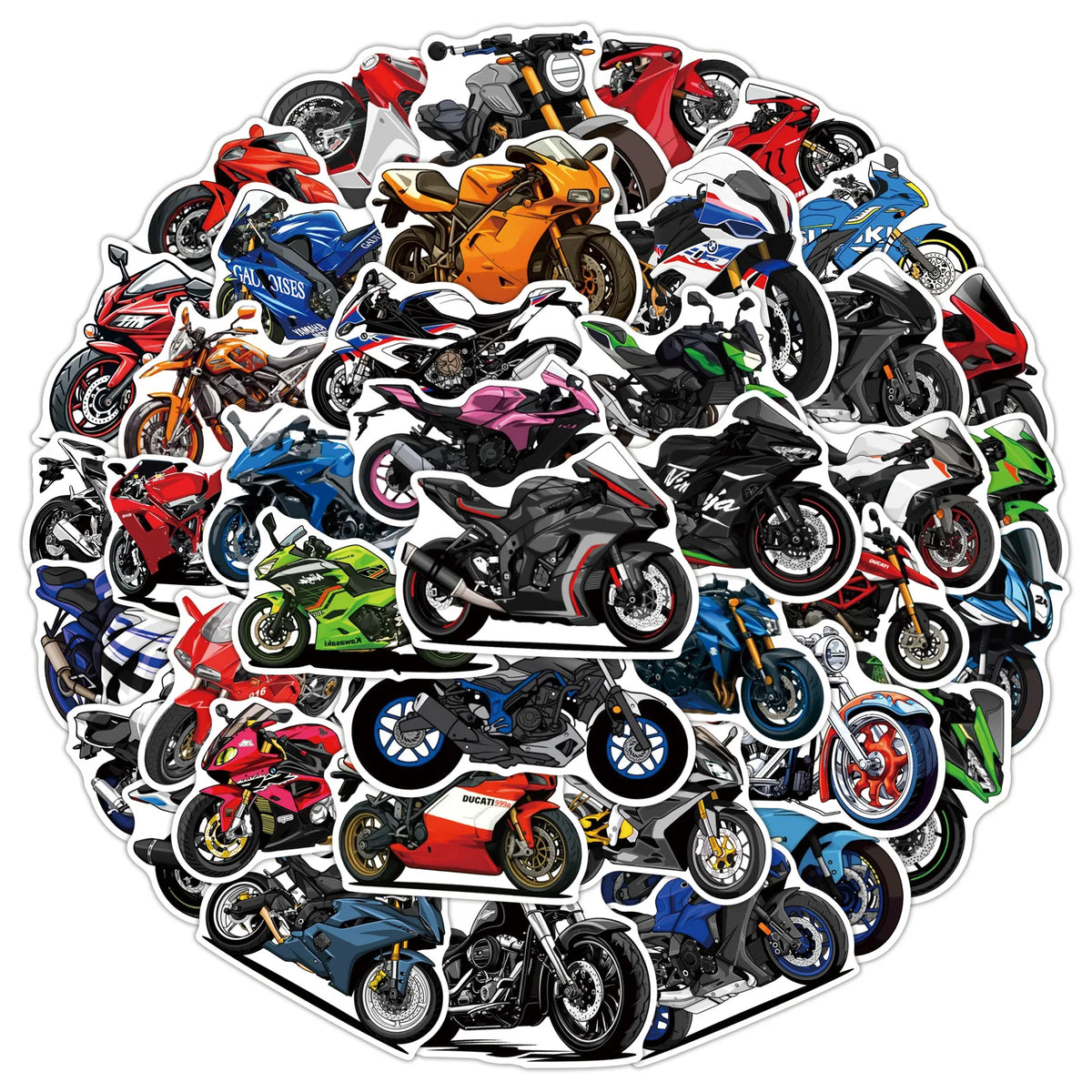 50/100PCS Cartoon Motorcycle Graffiti Stickers Decorative Luggage Notebook Car Waterproof Stationery Stickers