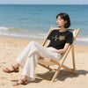 Summer new women's T-shirt with leopard print and heartbeat pattern, short-sleeved