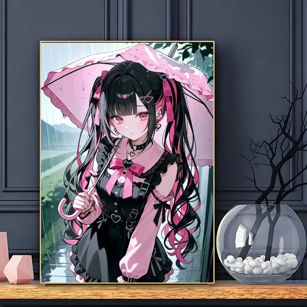 Cartoon Cute ANIME J-Jirai Kei Poster Sticky Wall Art Printing Waterproof Home Living Bed Room Bar Aesthetic Decor