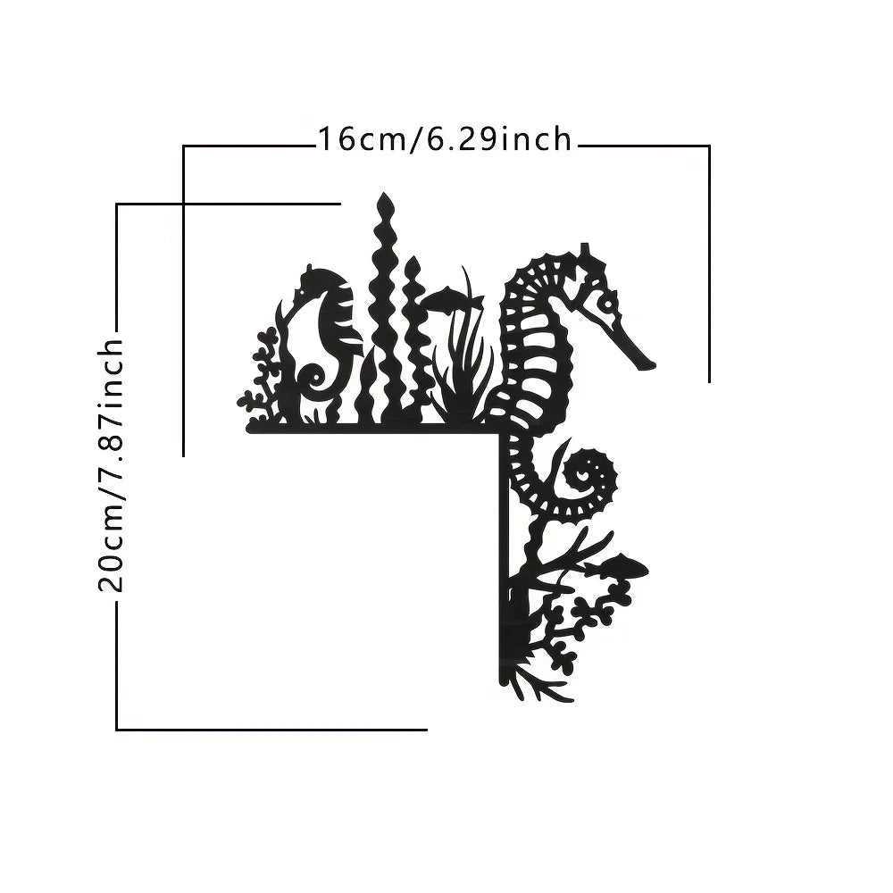 Black Metal Marine Animal Door Frame Decor - Turtle, Dolphin, Octopus, Seahorse & Starfish Patterns, Nautical Coastal Wall Art