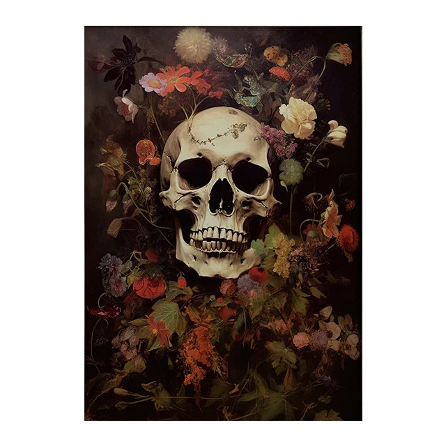 Retro Crow Witch Bat Skull Dark Academia Gothic Victorian Style Wall Art Canvas Painting Poster Print Halloween Gifts Room Decor