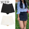 MUJER 2025 Asymmetric Skort For Women Black High Waist Mini Skirt Shorts Women Casual Bermuda Shorts Woman Summer Skirt Shorts