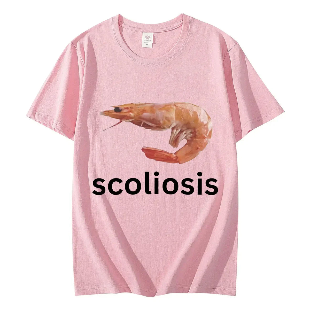 Scoliosis Funny Shrimp Meme T-shirt Unisex Fashion Casual T-shirts Summer Short Sleeve T Shirts Streetwear Women T Shirts
