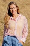 Kathryn Classic Button-Up, Light Pink Lace