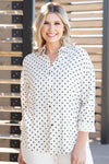 Kathryn Classic Button-Up, Ivory Polka-Dot