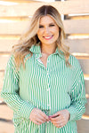 Kathryn Classic Button-Up, Green Stripe