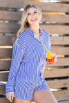 Kathryn Classic Button-Up, Blue Stripe