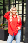 Kathryn Classic Button-Up, Dark Red