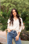 Kathryn Button-Up, Beige Stripes