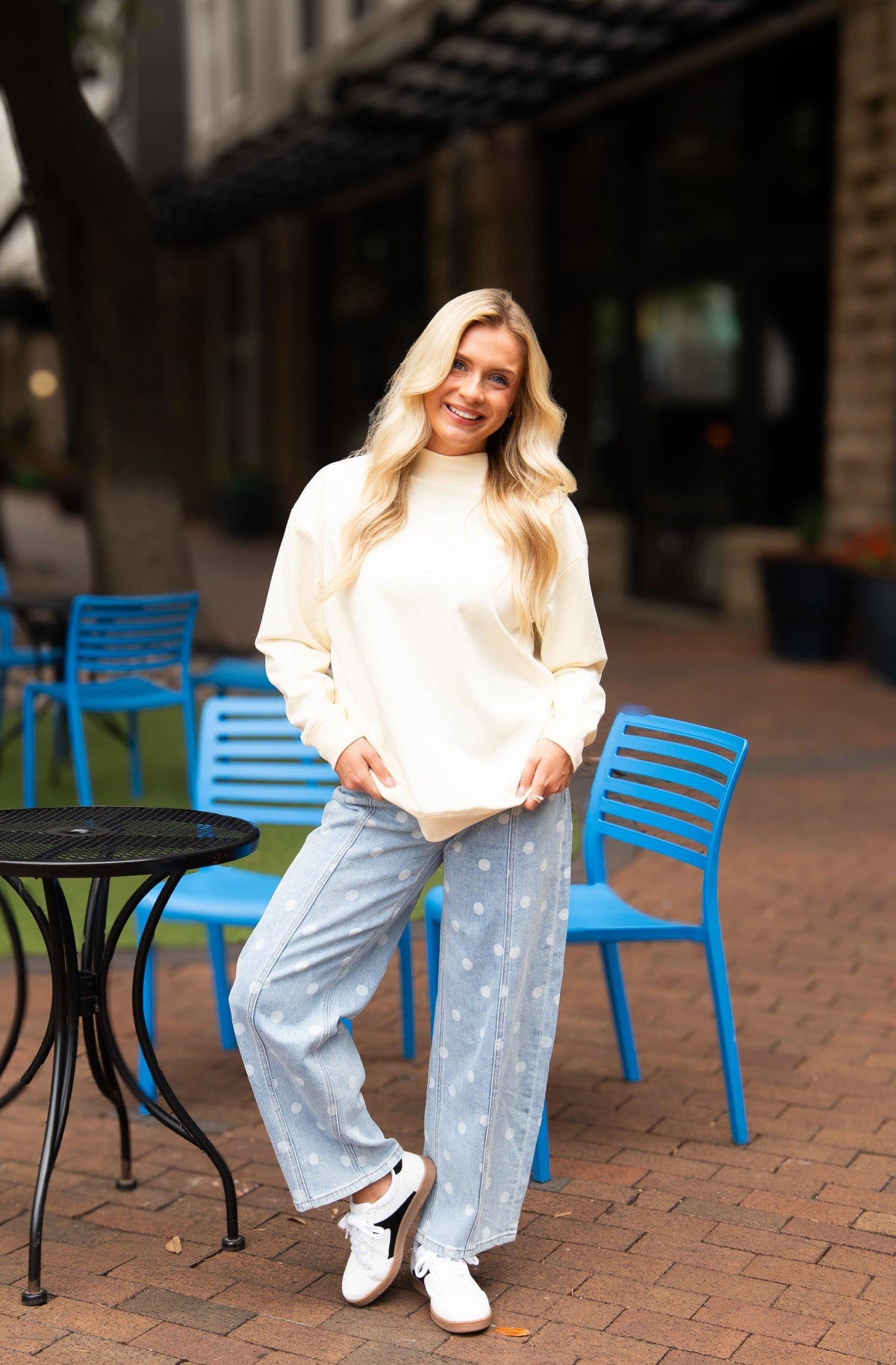 Mock Neck Sweatshirt, Ivory