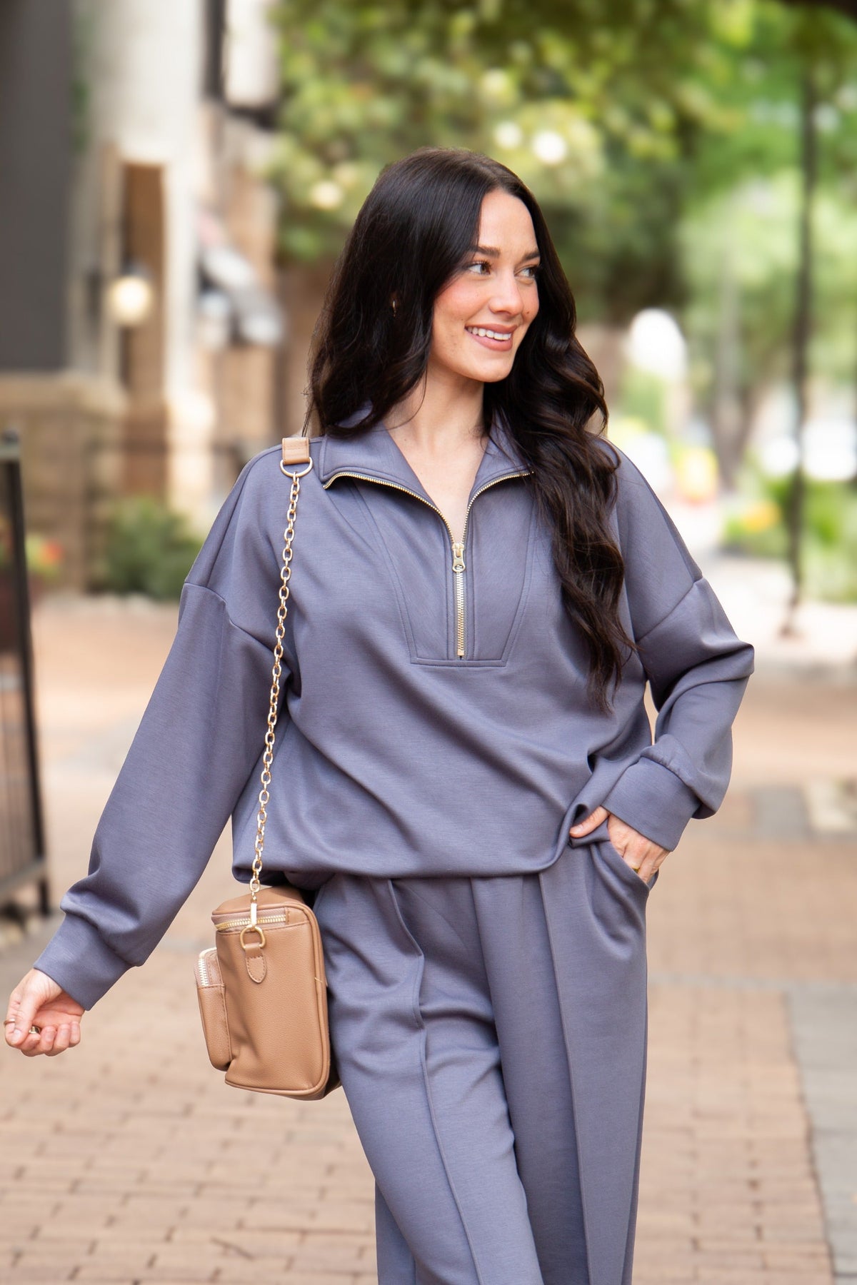 Butter Soft Quarter-Zip Top, Slate Blue