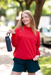 Mock Neck Sweatshirt, Red