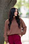 Mock Neck Sweatshirt, Brown