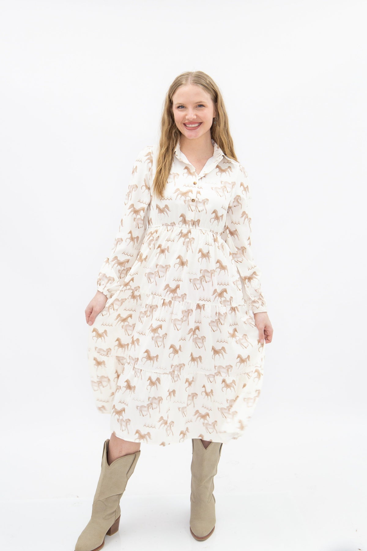 Horse Print Shirt Dress