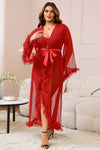 Long Mesh Robe with Ruffles