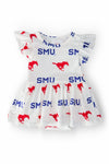SMU White Mustang S/S Flutter Twirl Bodysuit
