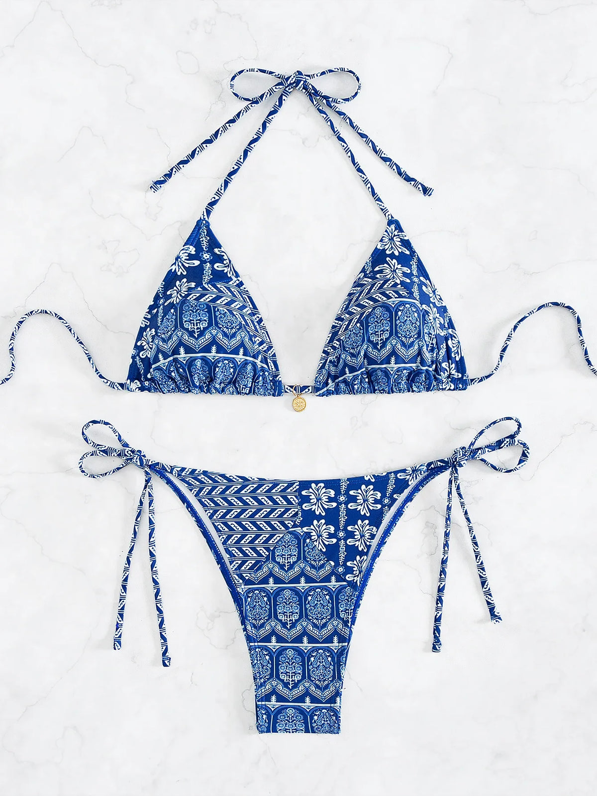 "2026 New Triangle Bikini Set - Floral Print Push Up Swimsuit & Brazilian Bottoms"