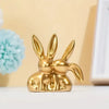 1pc  Collectible figurine  ,Golden cute double rabbit ornament, creative decorative item for home desktop.