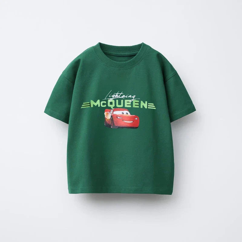 Trendy Tshirt Cartoon Car Printed Short Sleeve Tops New Design Tees Summer Clothes Toddler Pure Cotton T Round Neck Pullovers