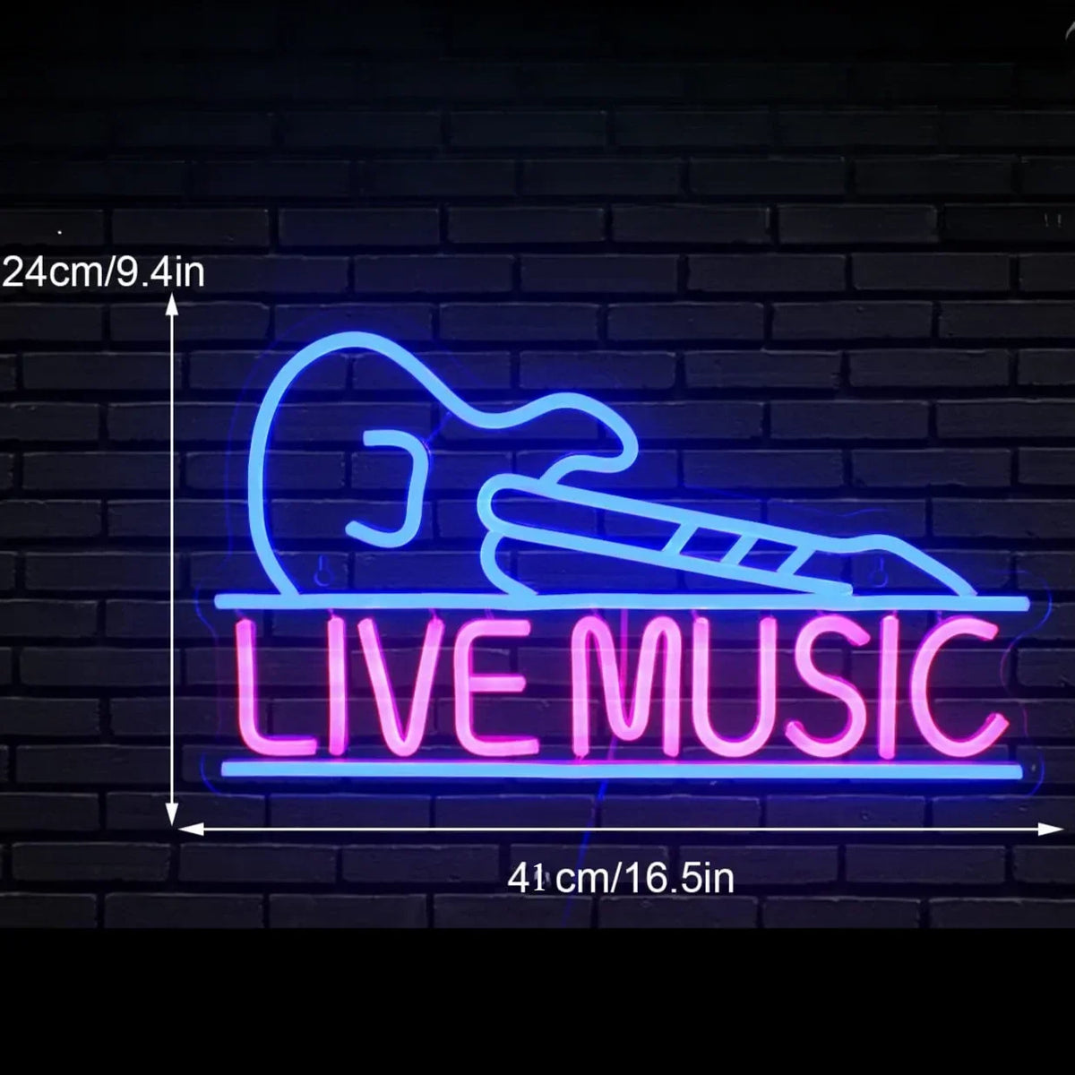 Live Music Neon Signs Guitar Neon Light Sign Wall Decor for Bedroom Music Party Bar Music Club Man Cave USB Powered